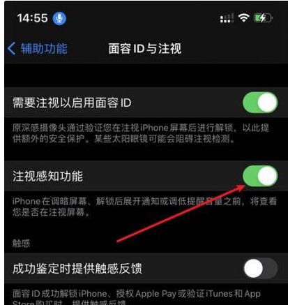 个旧苹果14维修网点分享iPhone14注视感知功能有什么用 